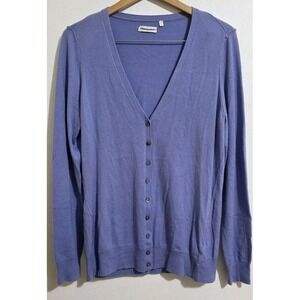 Martin + Osa Purple Button Down Cashmere Silk Cardigan Women Sz XL Long Sleeve